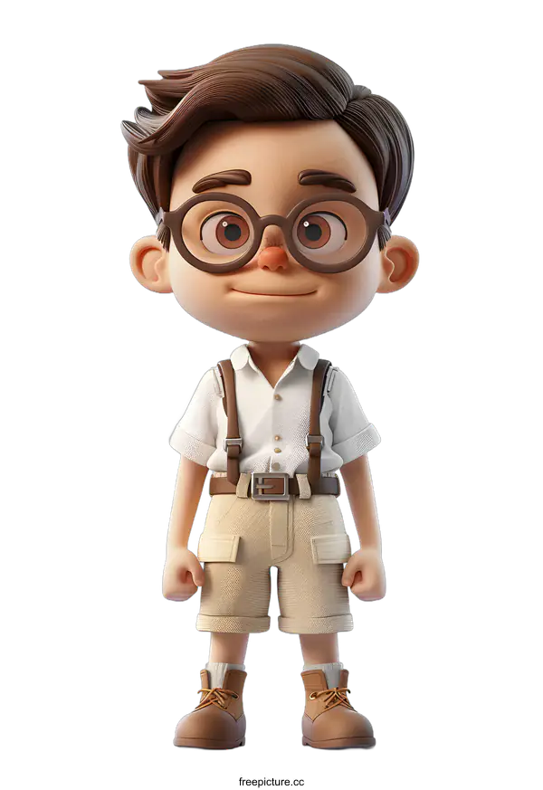 [Transparent Background PNG]Smiling Boy in Suspenders