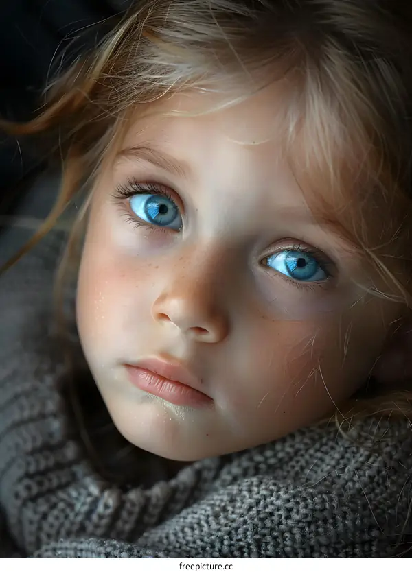Portrait of a Little Girl with Blue Eyes