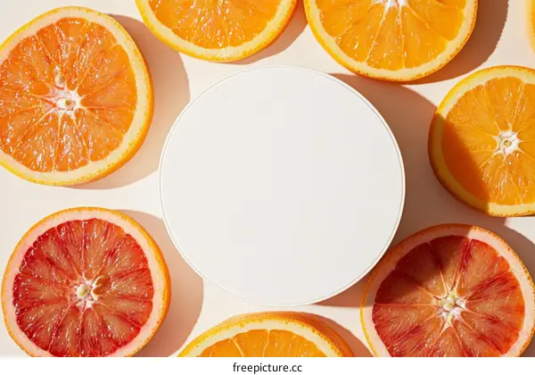 Citrus Fruit Slices with Blank Circle