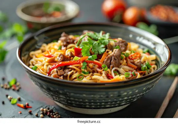 Beef chow fun with vegetables