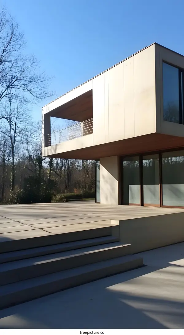 Modern Concrete House with Deck and Stairs