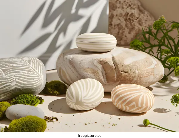 Striped Stone Decorative Boxes