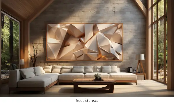 3D wall art in a modern living room