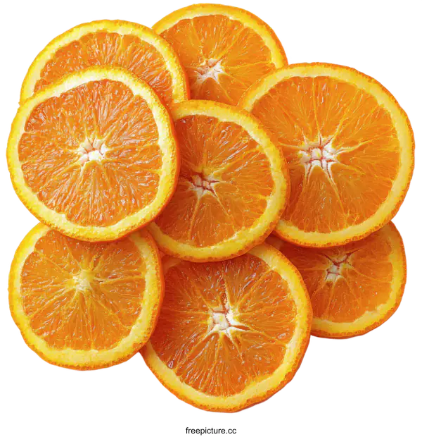 [Transparent Background PNG]Close-up Orange Slices Arrangement on White Background