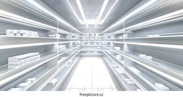 Empty White Shelves in a Store