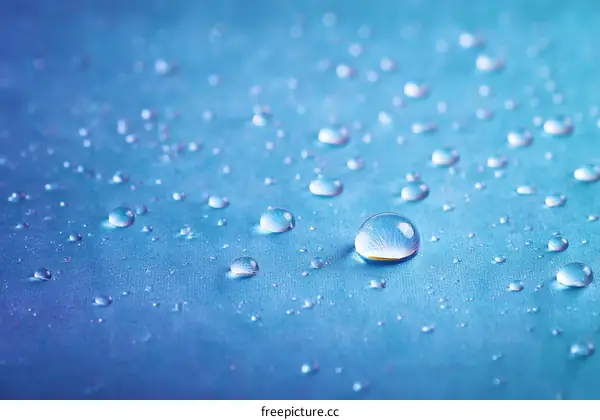 Water Drops on a Blue Surface