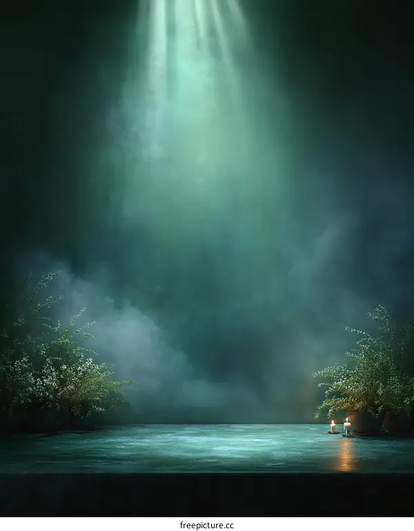 Mystical Night Scene with Glowing Light