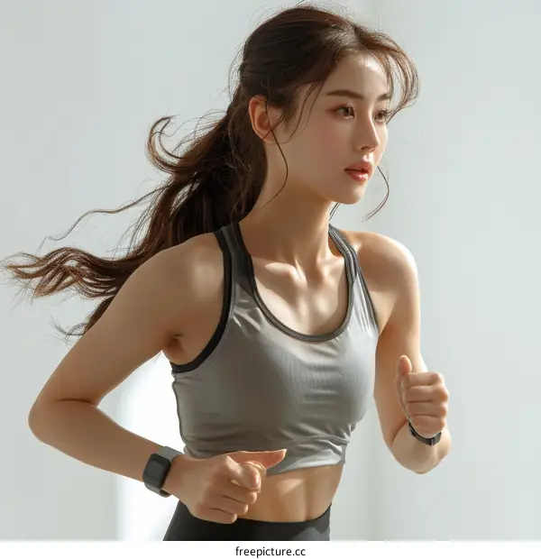 Asian young woman running towards a healthier life