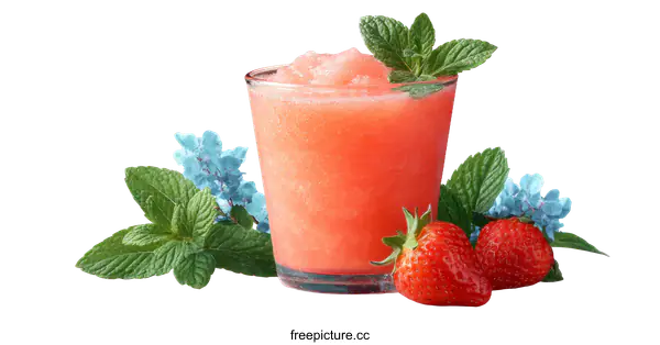 [Transparent Background PNG]Refreshing Strawberry Slushy Drink