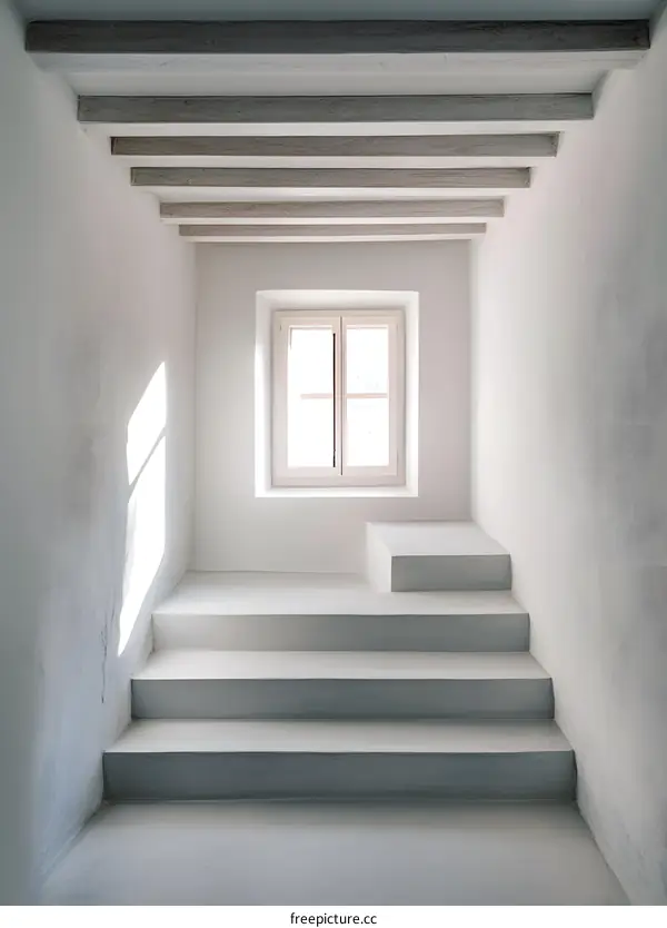 White Interior with Stairs and Window