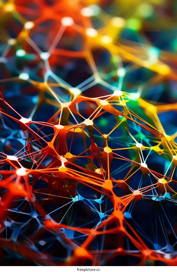 Colorful interconnected nodes resembling a neural network