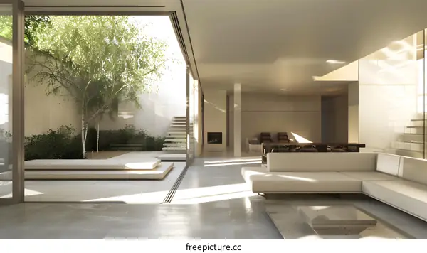 Modern Minimalist House Interior Design With Garden View