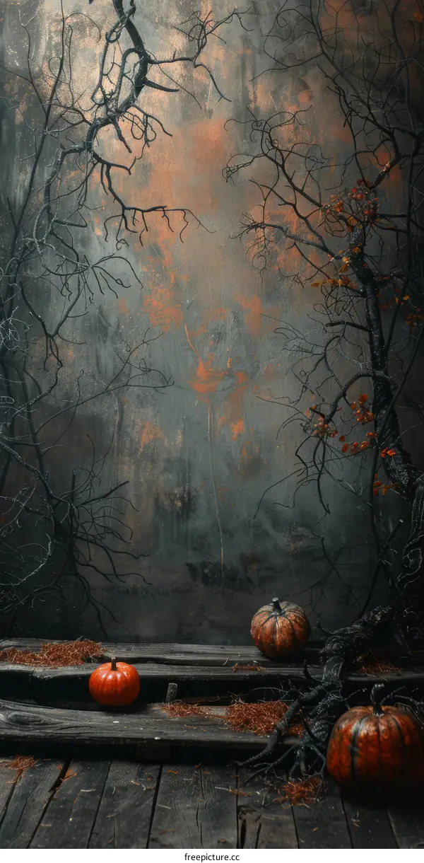 Halloween Pumpkins in a Spooky Forest