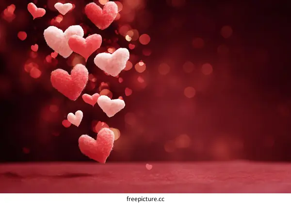 Falling Hearts Romantic Valentines Day Background
