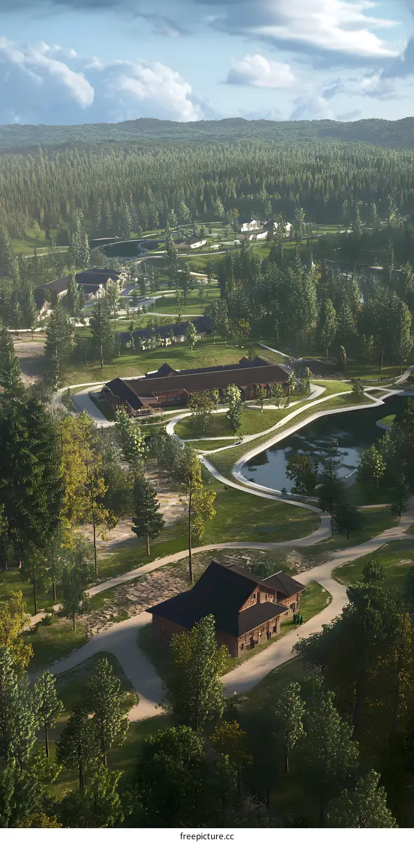Aerial View of a Countryside Cabin in a Forest
