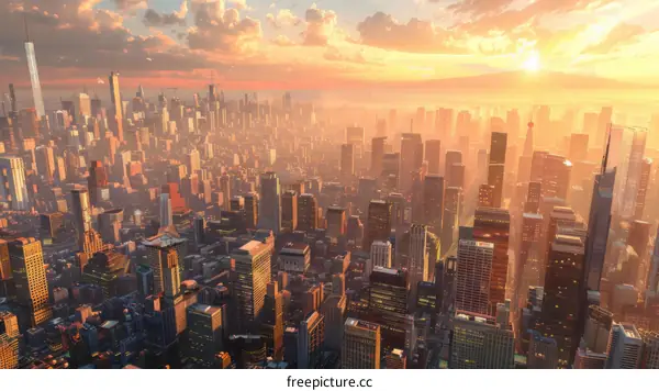 City Skyline at Sunset