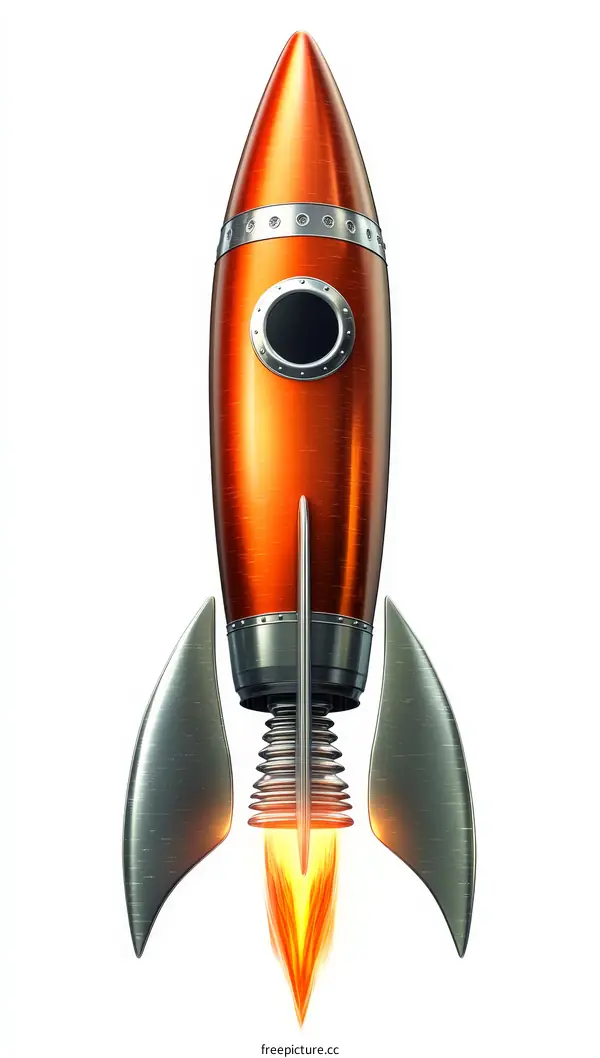 Retro Rocket Launch Illustration