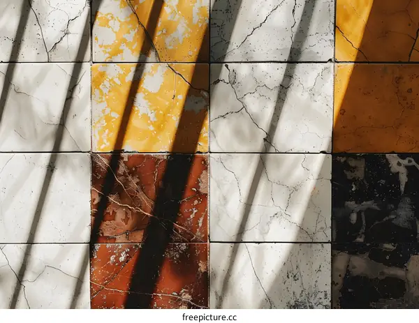 Sun Shadow on White Tiles