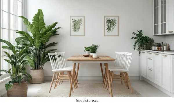 Modern Dining Room Interior Design with Plants