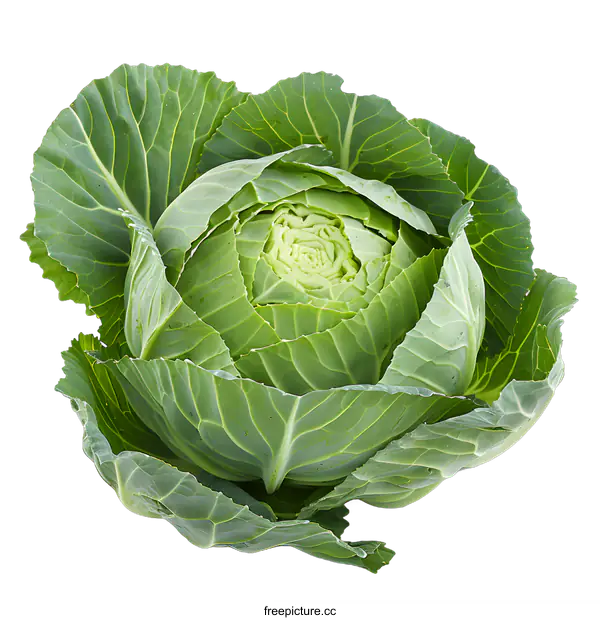 [Transparent Background PNG]Fresh Green Cabbage on White Background