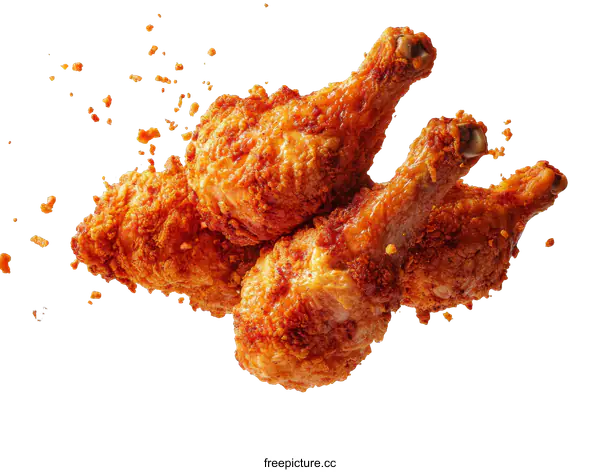 [Transparent Background PNG]Crispy Fried Chicken Legs in Motion