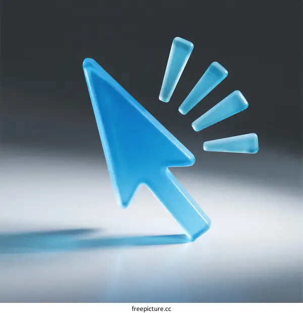 Blue Glass Cursor Icon with Glowing Effect