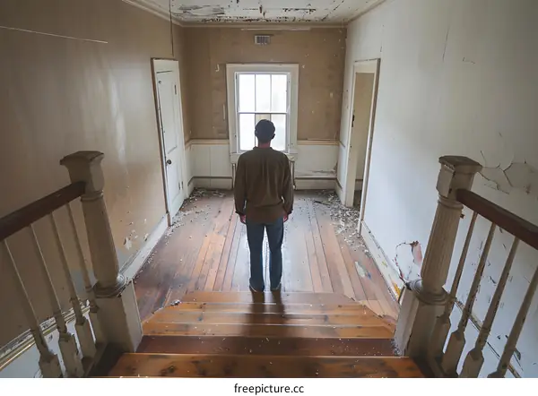 Man standing in an abandoned room