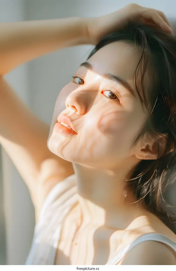 Sunlight Portrait of a Young Asian Woman
