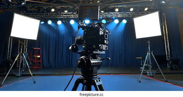 Professional Film Camera Setup on a Stage