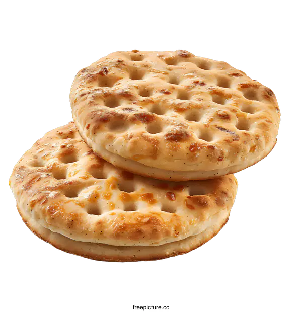 [Transparent Background PNG]Two round cheese flatbreads on white