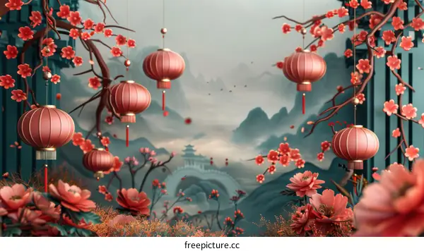 An aesthetic ancient Chinese style background image