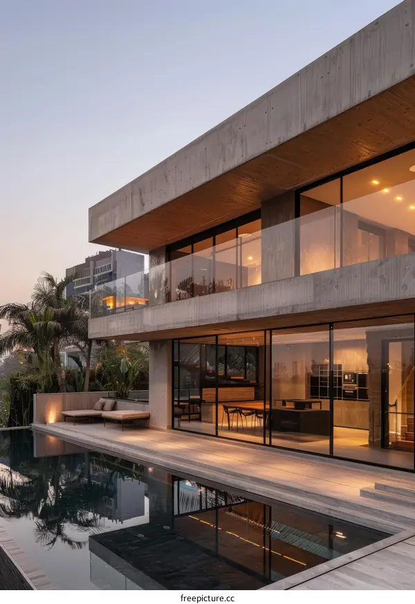Modern Concrete House with Swimming Pool