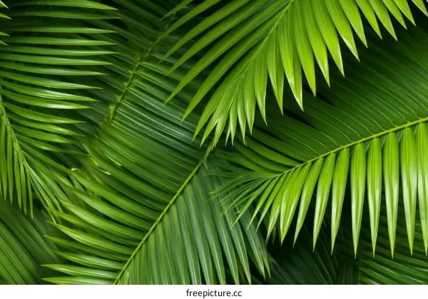 Green leaves of a palm tree