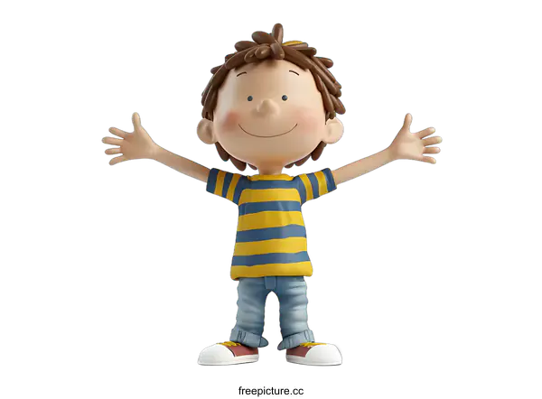 [Transparent Background PNG]3d illustration of a happy boy