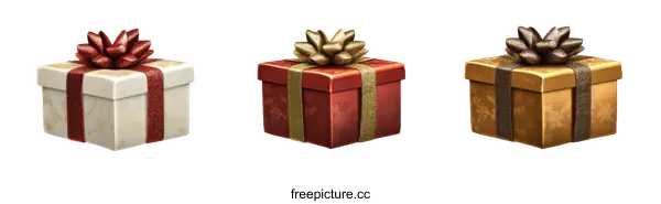 [Transparent Background PNG]Three Festive Gift Boxes