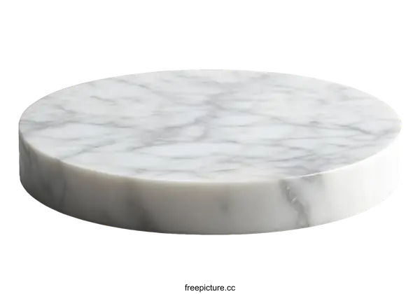 [Transparent Background PNG]White Marble Round Plate for Display