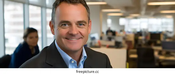 Smiling Businessman Portrait In Modern Office