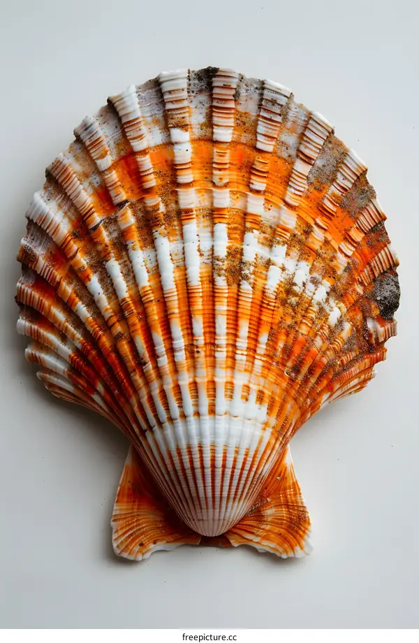 Orange and white scallop shell