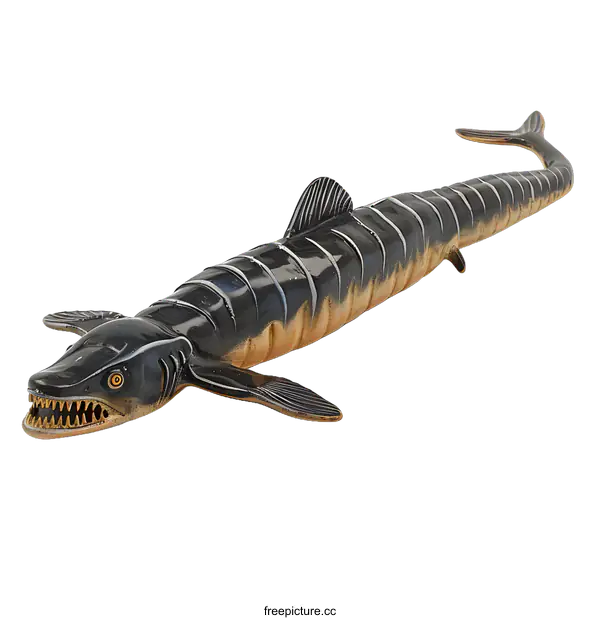 [Transparent Background PNG]Black and tan plastic toy prehistoric shark