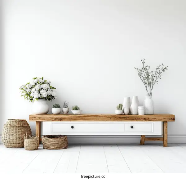 Modern Farmhouse Style Wooden Console Table Decor