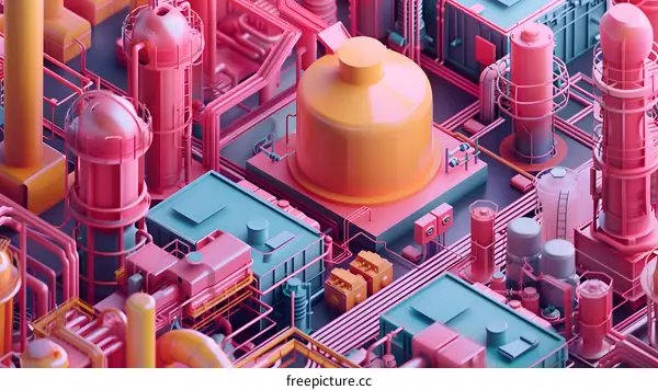 isometric illustration of an industrial area
