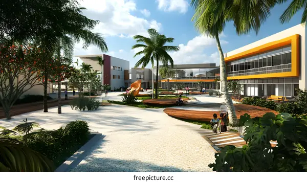 Modern Architecture with Tropical Landscape