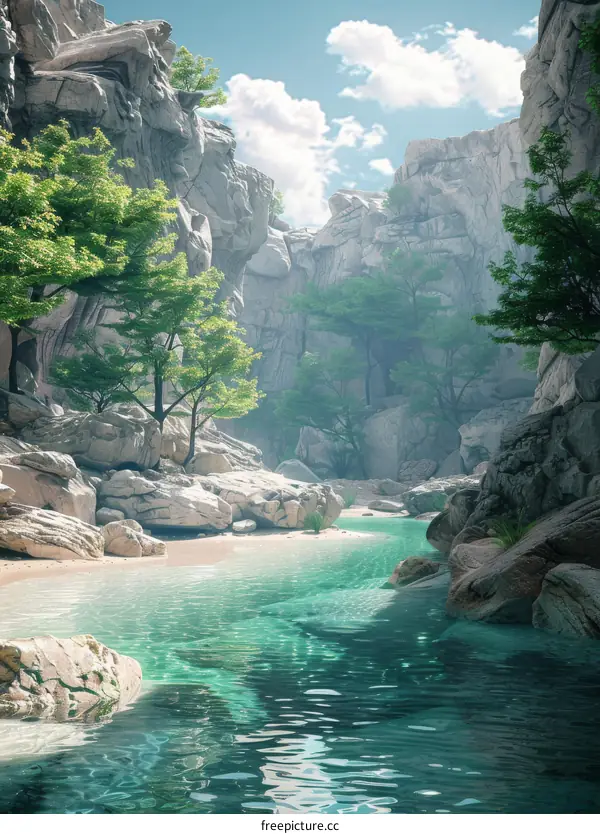 River Flows Through The Canyon