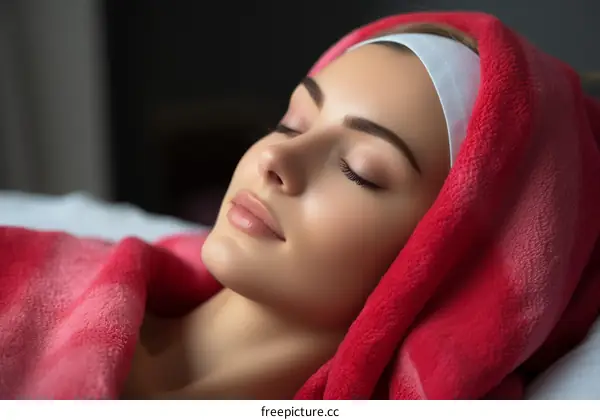 relaxed woman wrapped in a blanket