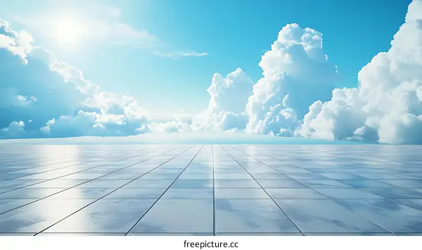 Vast Sky Above Tiled Ground