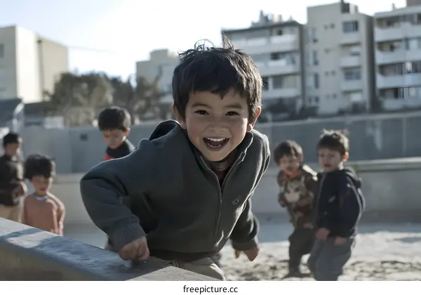 Smiling Boy Playing in the Park