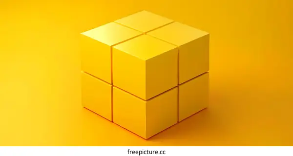 Yellow Cubes Minimalist Abstract 3D Design