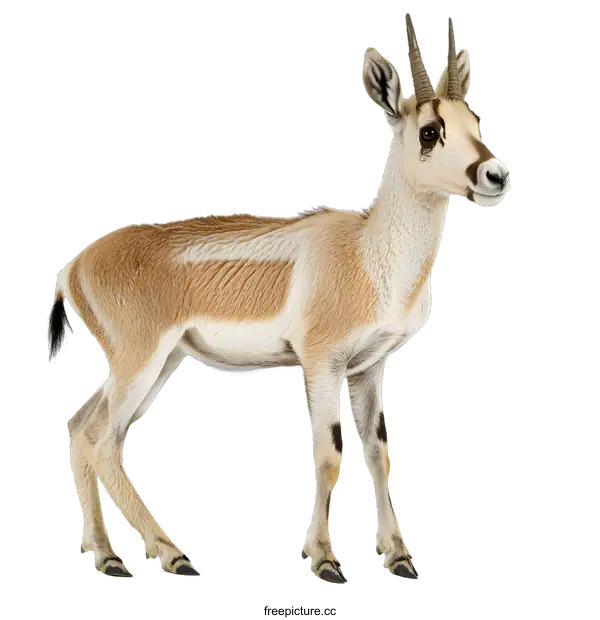 [Transparent Background PNG]Goitered Gazelle Standing on White Background