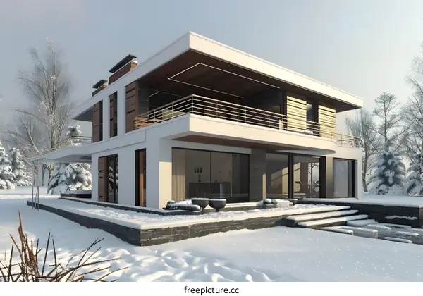 Modern House Design In Winter