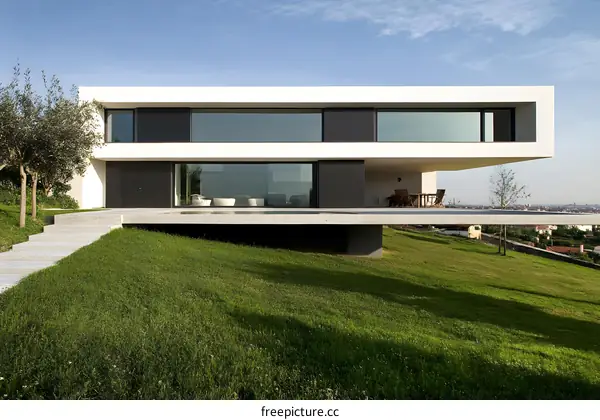 Modern House Design with Large Windows and a Patio